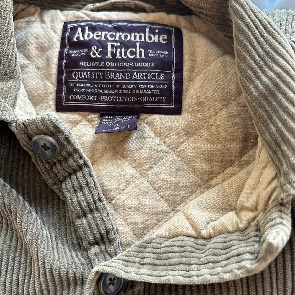 Abercrombie And Fitch Heavy Corduroy Quilt Lined Chore Jacket Tan Mens Size XL